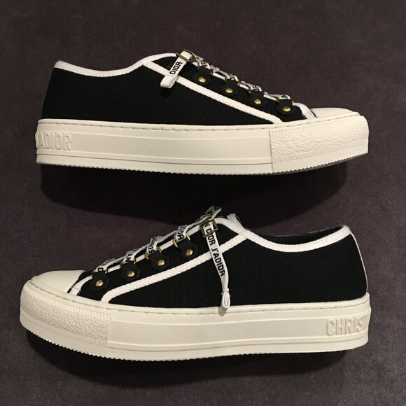 DIOR WALK'N'DIOR SNEAKERS BLACK COTTON CANVAS - Picture 4 of 8